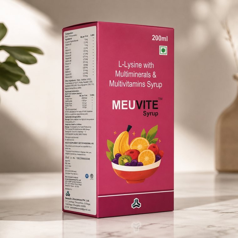 Meuvite multivitamin, multimineral & L-Lysine syrup 200ml